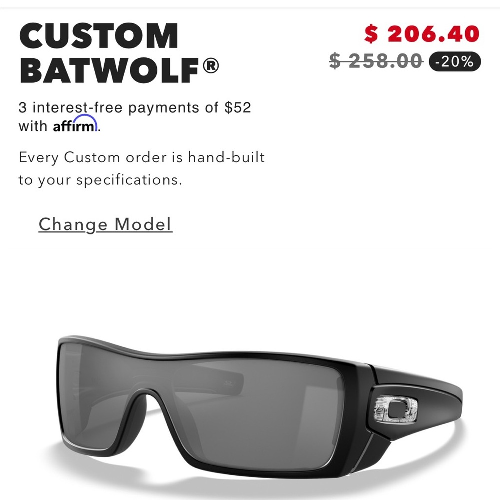 AUTHENTIC Oakley Custom Batwolf Matte Black Sunglasses 009101-01 127